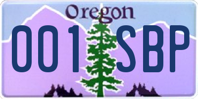 OR license plate 001SBP