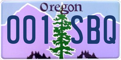 OR license plate 001SBQ