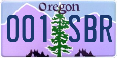 OR license plate 001SBR