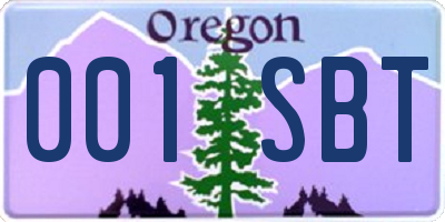 OR license plate 001SBT