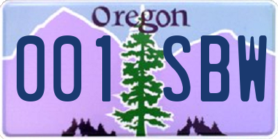 OR license plate 001SBW