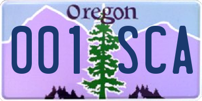 OR license plate 001SCA