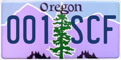 OR license plate 001SCF