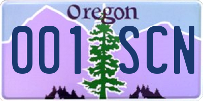 OR license plate 001SCN