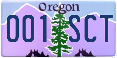 OR license plate 001SCT