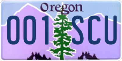 OR license plate 001SCU