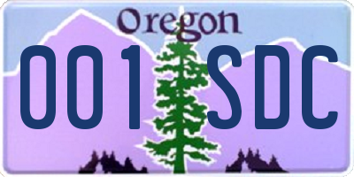 OR license plate 001SDC