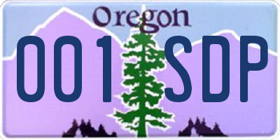 OR license plate 001SDP