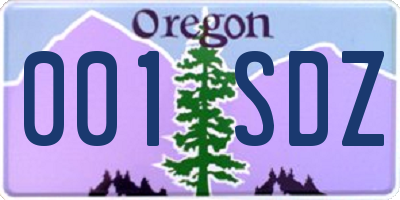 OR license plate 001SDZ