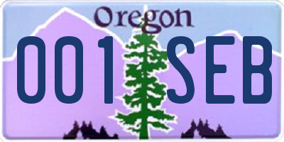 OR license plate 001SEB