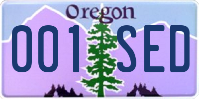 OR license plate 001SED