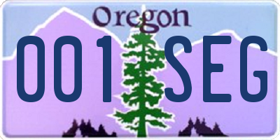 OR license plate 001SEG