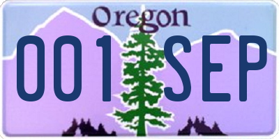 OR license plate 001SEP