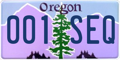 OR license plate 001SEQ