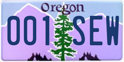 OR license plate 001SEW