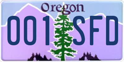 OR license plate 001SFD