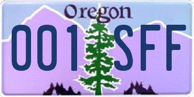 OR license plate 001SFF