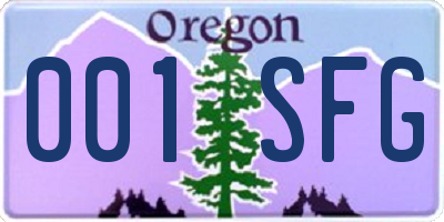 OR license plate 001SFG