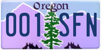 OR license plate 001SFN