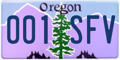 OR license plate 001SFV