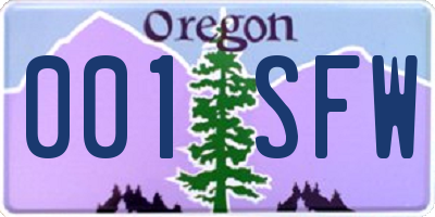 OR license plate 001SFW