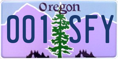 OR license plate 001SFY