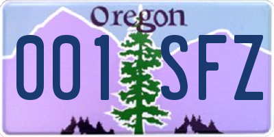 OR license plate 001SFZ