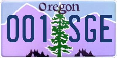 OR license plate 001SGE