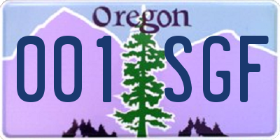 OR license plate 001SGF