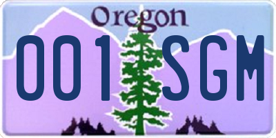 OR license plate 001SGM