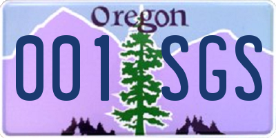 OR license plate 001SGS