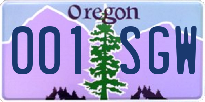 OR license plate 001SGW