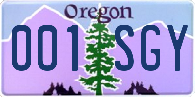 OR license plate 001SGY