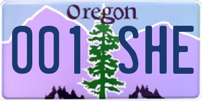 OR license plate 001SHE