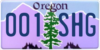 OR license plate 001SHG