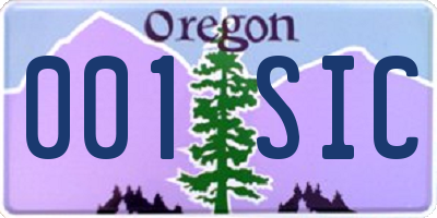 OR license plate 001SIC