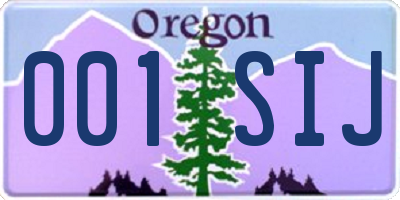 OR license plate 001SIJ