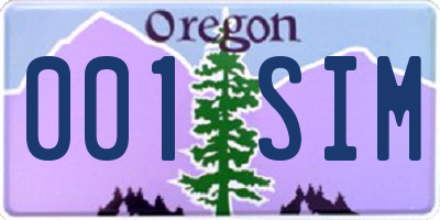 OR license plate 001SIM