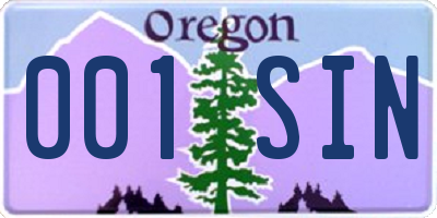 OR license plate 001SIN