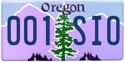 OR license plate 001SIO