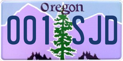 OR license plate 001SJD