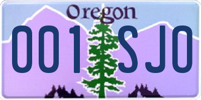 OR license plate 001SJO