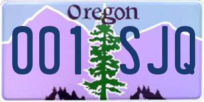 OR license plate 001SJQ