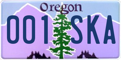 OR license plate 001SKA