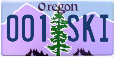 OR license plate 001SKI