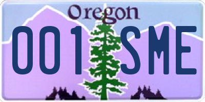 OR license plate 001SME