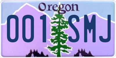 OR license plate 001SMJ