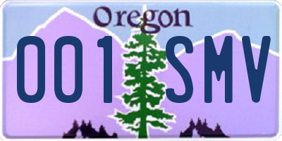 OR license plate 001SMV