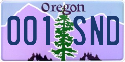 OR license plate 001SND