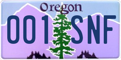 OR license plate 001SNF